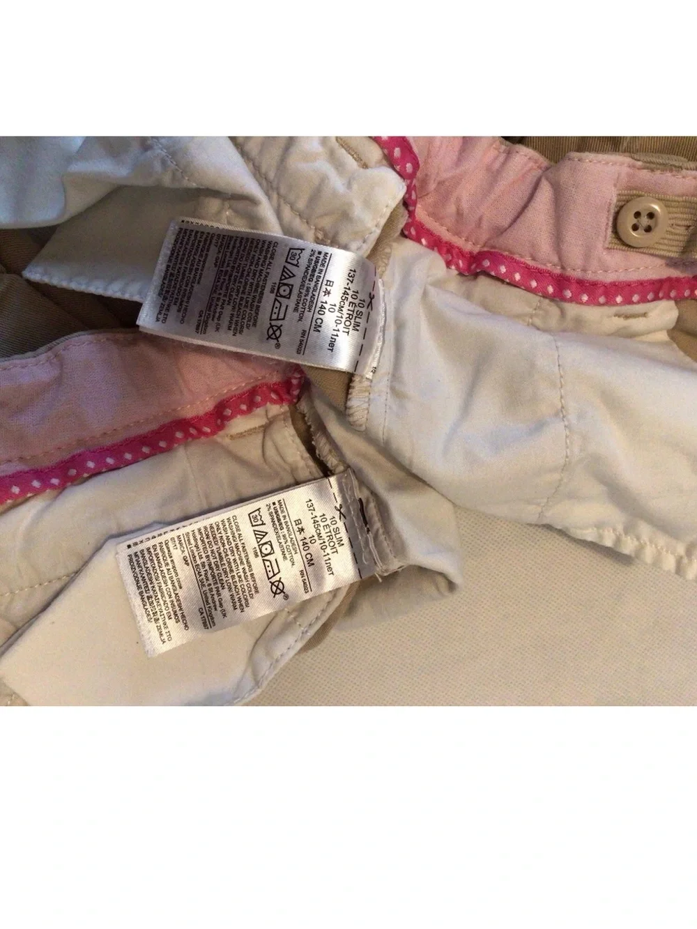 2pc Gap Kids Girls Khaki School Chino Shorts Size 10 Slim Adjustable Waist
